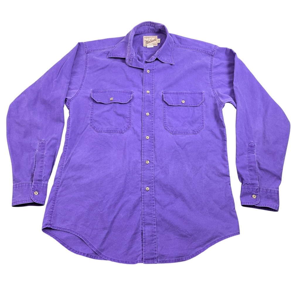 Vintage Woolrich Button Down Shirt Mens M Purple Outdoor Workwear Heritage 90s